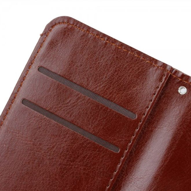 Étui en cuir Crazy Horse Timeless pour iPhone SE/5S/5 avec fonction support - Marron