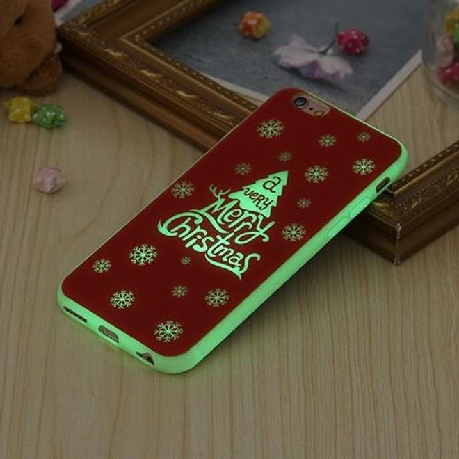 Handyhülle für iPhone 6 Plus/6S Plus - Case aus Plastik - leuchtet im Dunkeln - Weihnachtsbaum - rot