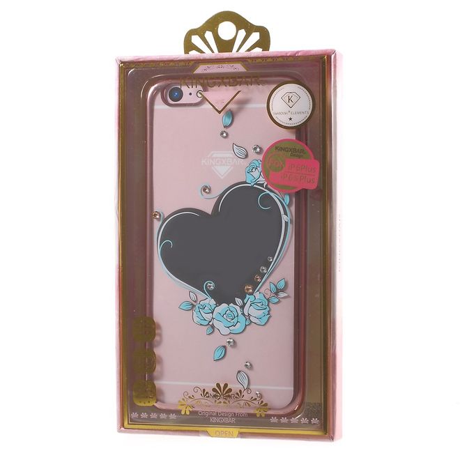 Kingxbar - iPhone 6/6S Handyhülle - Cover aus Plastik und Swarovski Steinen - Herz Spiegel
