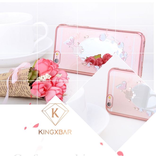 Kingxbar - iPhone 6 Plus/6S Plus Handyhülle - Cover aus Plastik und mit Swarovksi Steinen - Spiegel