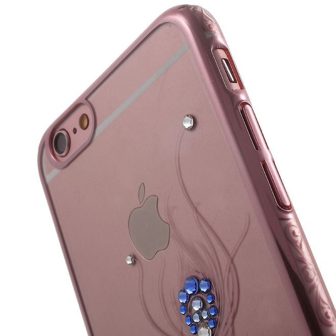 Kingxbar - iPhone 6 Plus/6S Plus Hülle - Case aus Plastik und Swarovski Steinen - Pfauenfeder