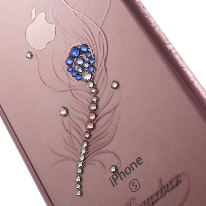 Kingxbar - iPhone 6 Plus/6S Plus Hülle - Case aus Plastik und Swarovski Steinen - Pfauenfeder