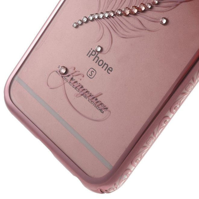 Kingxbar - iPhone 6 Plus/6S Plus Hülle - Case aus Plastik und Swarovski Steinen - Pfauenfeder