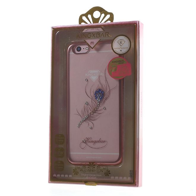 Kingxbar - iPhone 6 Plus/6S Plus Hülle - Case aus Plastik und Swarovski Steinen - Pfauenfeder