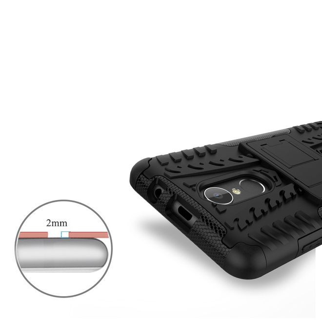Lenovo K6 Case - Phone case made of flexible and hard plastic - ultra-robust - with kickstand - black