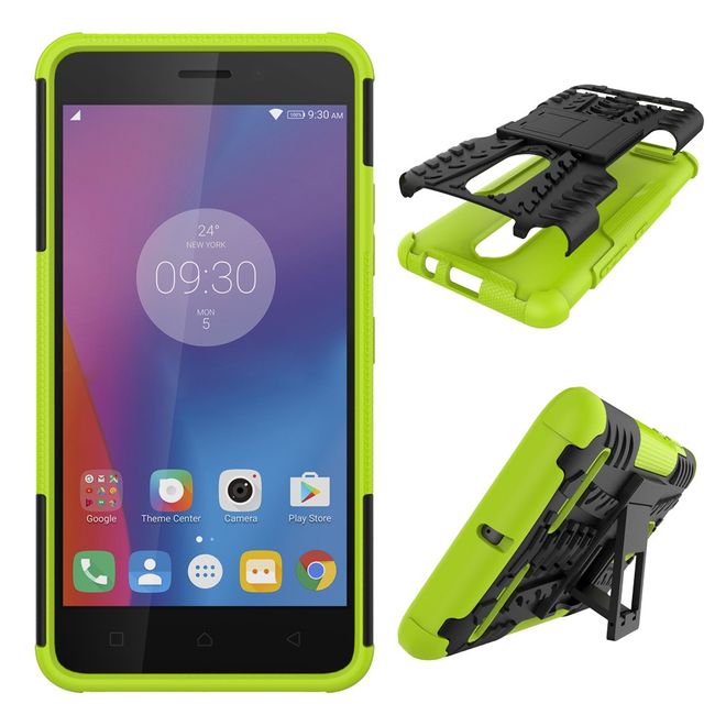 Lenovo K6 Case - Phone case made of flexible and hard plastic - ultra-robust - with kickstand - green
