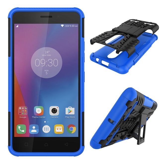 Lenovo K6 Case - Handyhülle aus elastischem und hartem Plastik - ultrarobust - mit Kickstand - blau