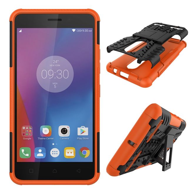 Lenovo K6 Case - Handyhülle aus elastischem und hartem Plastik - ultrarobust - mit Kickstand - orange
