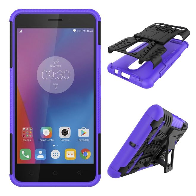 Lenovo K6 Case - Handyhülle aus elastischem und hartem Plastik - ultrarobust - mit Kickstand - purpur