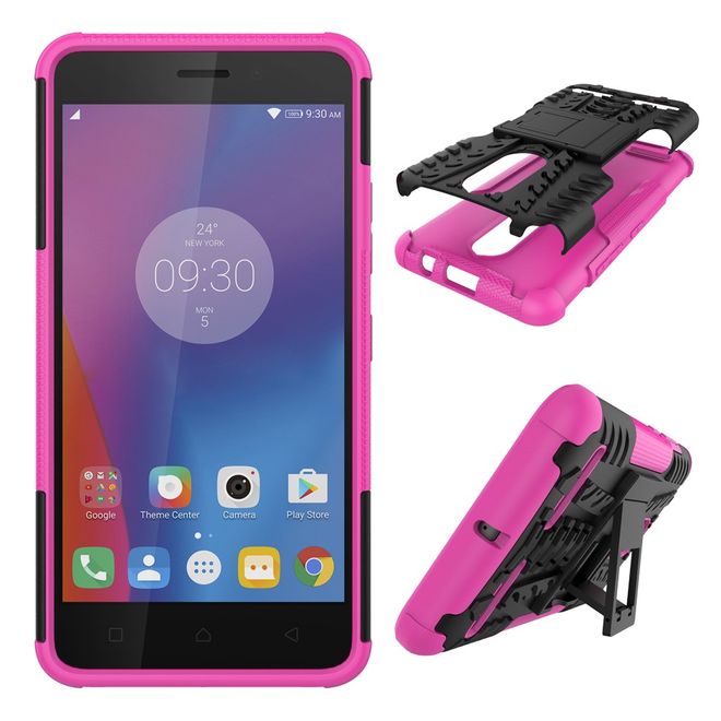 Lenovo K6 Case - Phone case made of flexible and hard plastic - ultra-robust - with kickstand - pink