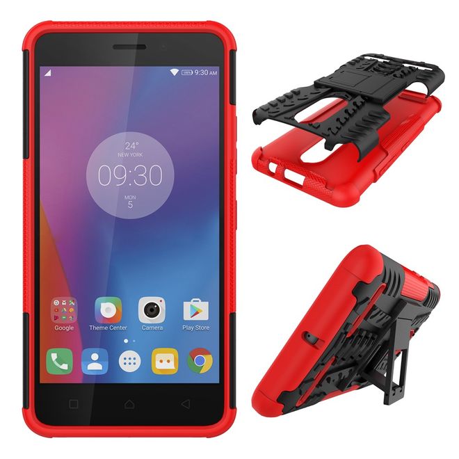 Lenovo K6 Case - Handyhülle aus elastischem und hartem Plastik - ultrarobust - mit Kickstand - rot