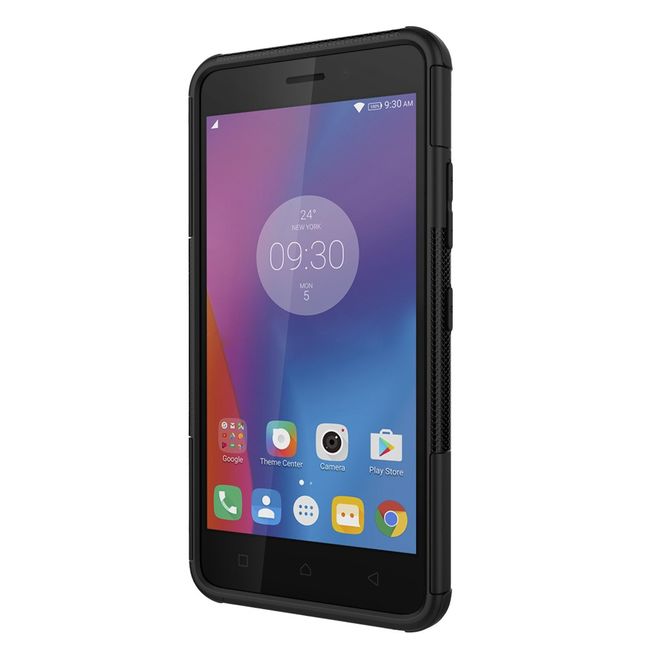 Lenovo K6 Case - Phone case made of flexible and hard plastic - ultra-robust - with kickstand - black