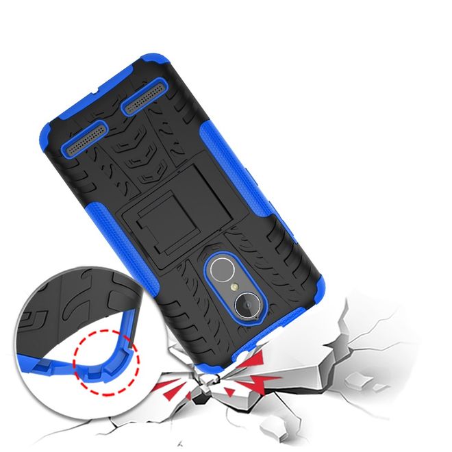 Lenovo K6 Case - Handyhülle aus elastischem und hartem Plastik - ultrarobust - mit Kickstand - blau