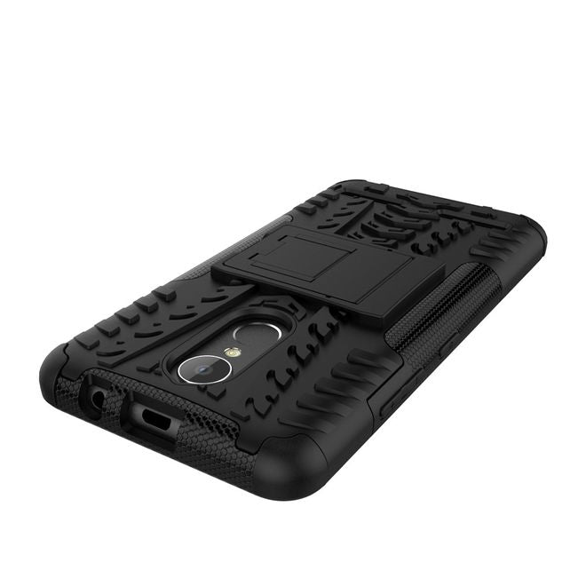 Lenovo K6 Case - Phone case made of flexible and hard plastic - ultra-robust - with kickstand - black