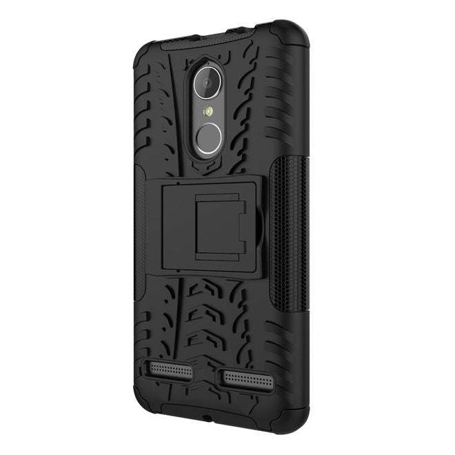 Lenovo K6 Case - Phone case made of flexible and hard plastic - ultra-robust - with kickstand - black