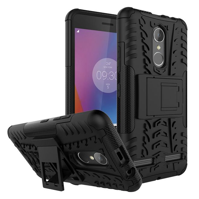 Lenovo K6 Case - Phone case made of flexible and hard plastic - ultra-robust - with kickstand - black
