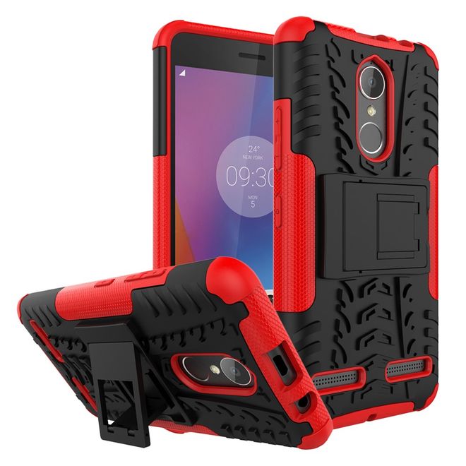 Lenovo K6 Case - Handyhülle aus elastischem und hartem Plastik - ultrarobust - mit Kickstand - rot