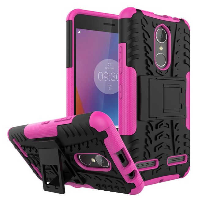 Lenovo K6 Case - Phone case made of flexible and hard plastic - ultra-robust - with kickstand - pink