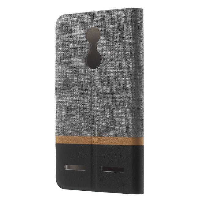 Lenovo K6 Handyhülle - Case aus Leder - mit Kreditkartenslots und Kreuzmuster - grau