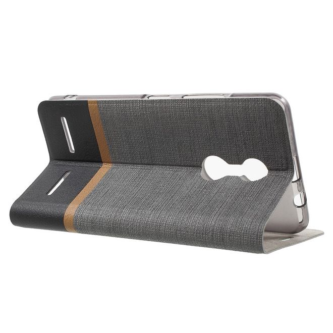 Lenovo K6 Handyhülle - Case aus Leder - mit Kreditkartenslots und Kreuzmuster - grau