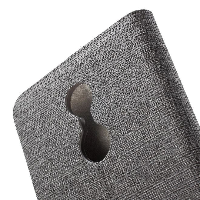 Lenovo K6 Handyhülle - Case aus Leder - mit Kreditkartenslots und Kreuzmuster - grau