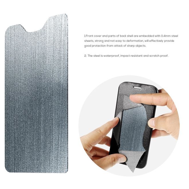 Lenovo K6 Handyhülle - Case aus Leder - mit Kreditkartenslots und Kreuzmuster - grau