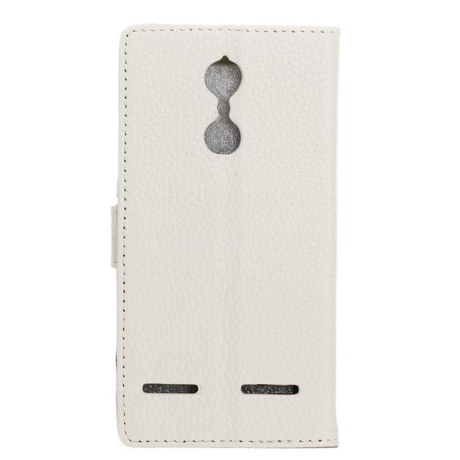 Lenovo K6 Case - Genuine Leather Phone Case - with Stand Function - White
