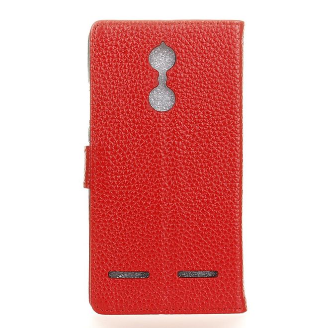 Lenovo K6 Case - Genuine Leather Phone Case - with Stand Function - Red
