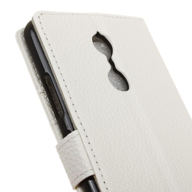 Lenovo K6 Case - Genuine Leather Phone Case - with Stand Function - White