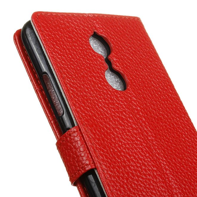 Lenovo K6 Case - Genuine Leather Phone Case - with Stand Function - Red