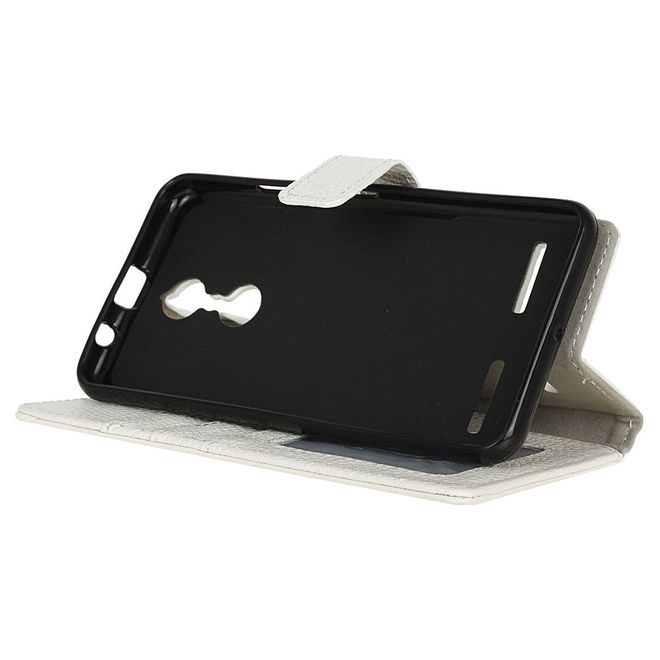 Lenovo K6 Case - Genuine Leather Phone Case - with Stand Function - White