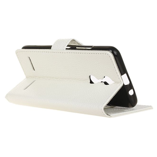 Lenovo K6 Case - Genuine Leather Phone Case - with Stand Function - White
