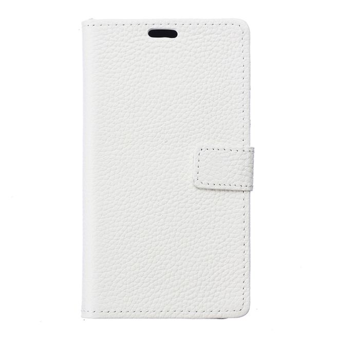 Lenovo K6 Case - Genuine Leather Phone Case - with Stand Function - White