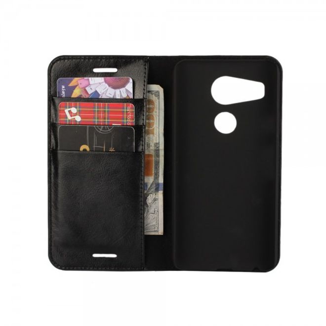 LG Nexus 5X Crazy Horse Echtleder Flip Case Hülle mit Standfunktion - schwarz