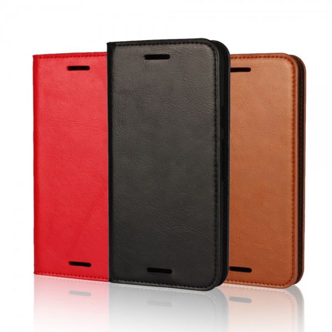 LG Nexus 5X Crazy Horse Echtleder Flip Case Hülle mit Standfunktion - schwarz