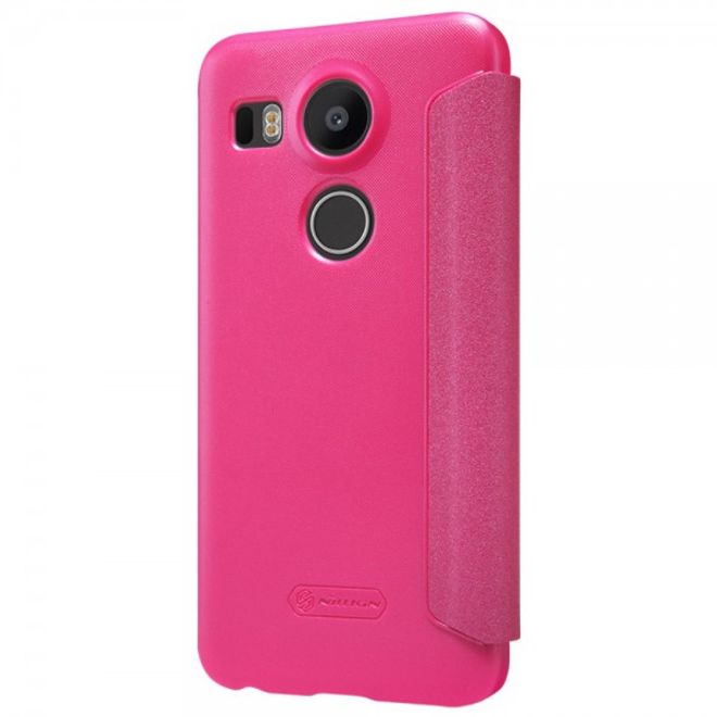 LG Nexus 5X Nillkin Sparkle Series Leder Flip Smart Case Hülle - rosa