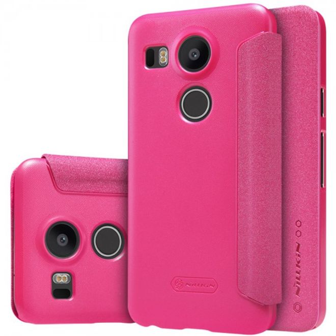 LG Nexus 5X Nillkin Sparkle Series Leder Flip Smart Case Hülle - rosa
