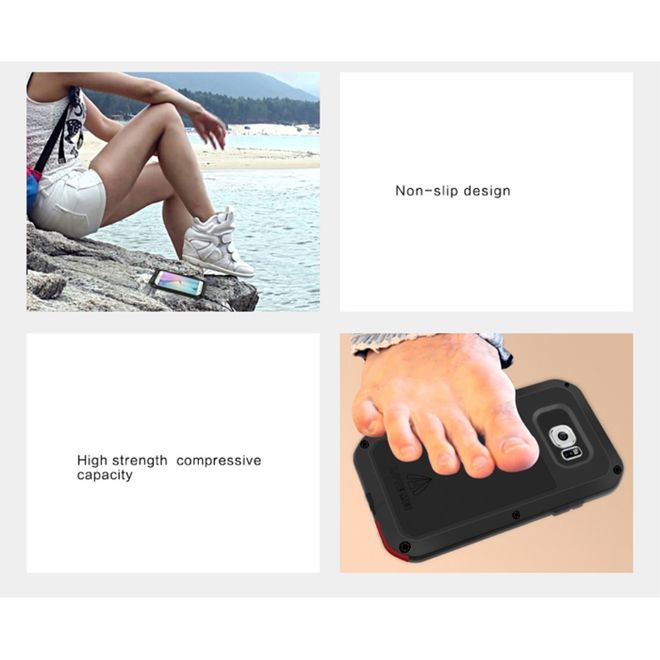 Love Mei - Galaxy S6 Edge - Ultrarobuste Metall Hülle - Powerful Series - schwarz