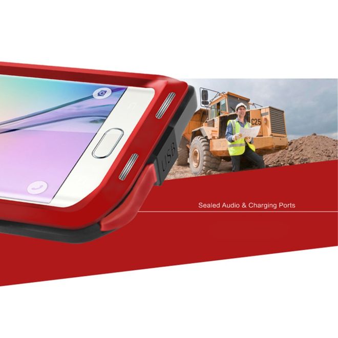 Love Mei - Galaxy S6 Edge - Ultrarobuste Metall Hülle - Powerful Series - rot