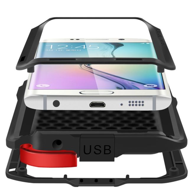 Love Mei - Galaxy S6 Edge - Ultrarobuste Metall Hülle - Powerful Series - schwarz