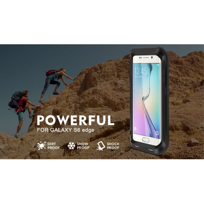 Love Mei - Galaxy S6 Edge - Ultrarobuste Metall Hülle - Powerful Series - schwarz