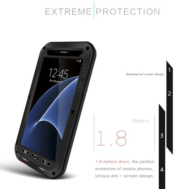 Love Mei - Samsung Galaxy S7 - Ultrarobuste Metall Hülle - Powerful Series - schwarz