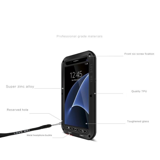 Love Mei - Samsung Galaxy S7 - Ultrarobuste Metall Hülle - Powerful Series - schwarz