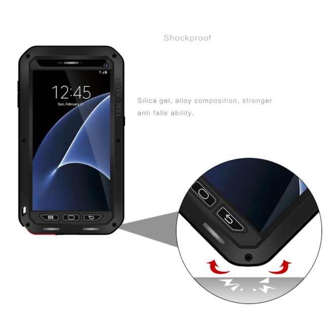 Love Mei - Samsung Galaxy S7 - Ultrarobuste Metall Hülle - Powerful Series - schwarz