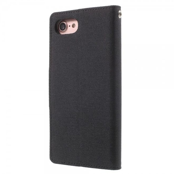 Goospery - iPhone SE (2022) / SE (2020) / 8 / 7 Hülle - Handy Bookcover - Canvas Diary Series - schwarz