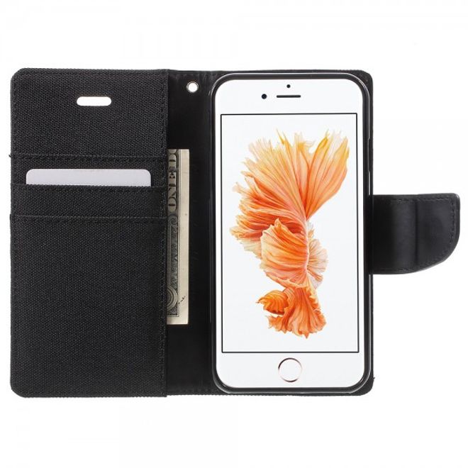 Goospery - iPhone SE (2022) / SE (2020) / 8 / 7 Hülle - Handy Bookcover - Canvas Diary Series - schwarz