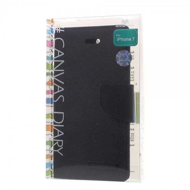 Goospery - iPhone SE (2022) / SE (2020) / 8 / 7 Hülle - Handy Bookcover - Canvas Diary Series - schwarz