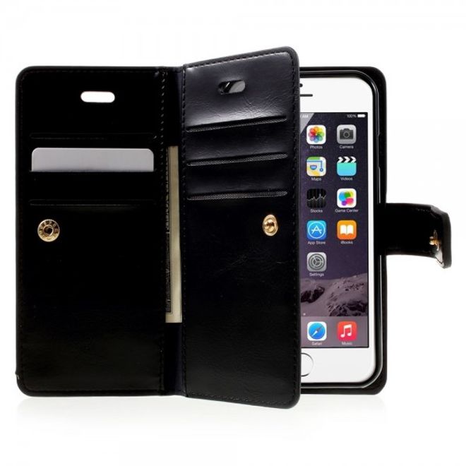 Goospery - iPhone SE (2022) / SE (2020) / 8 / 7 Hülle - Handy Bookcover - Mansoor Diary Series - schwarz