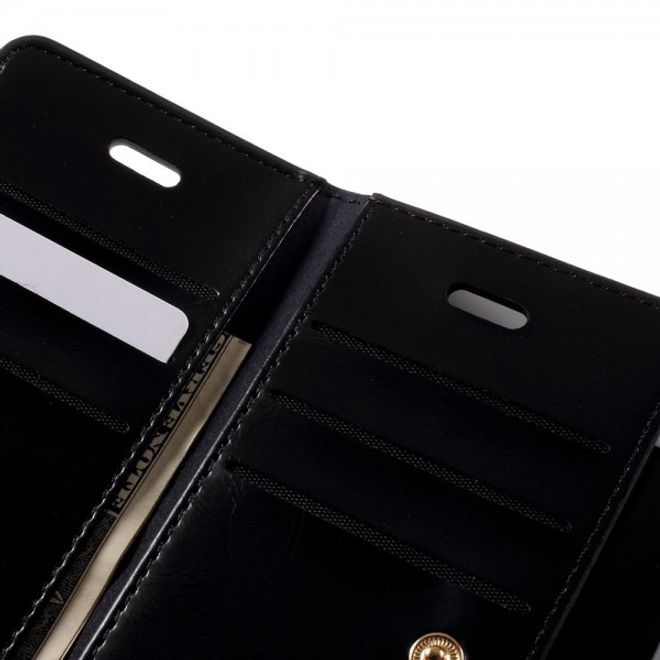 Goospery - iPhone SE (2022) / SE (2020) / 8 / 7 Hülle - Handy Bookcover - Mansoor Diary Series - schwarz