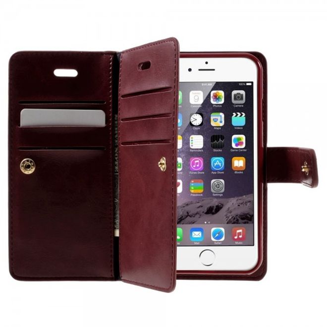 Goospery - iPhone SE (2022) / SE (2020) / 8 / 7 Hülle - Handy Bookcover - Mansoor Diary Series - weinrot